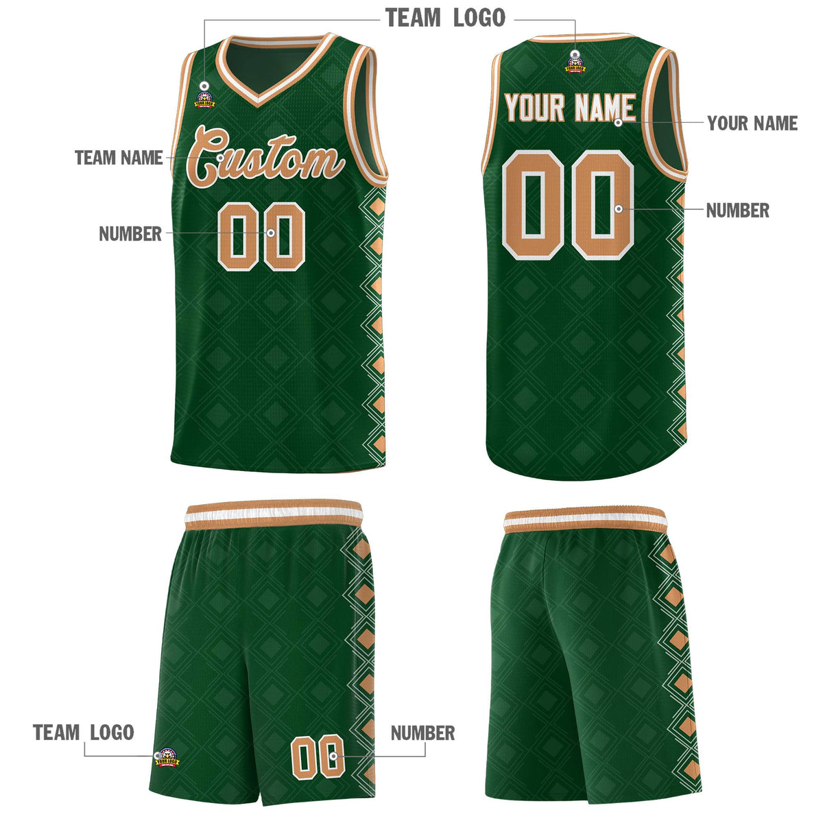 Custom Kelly Green Side Blocks Sports Uniform Basketball Jersey|KXKSHOP