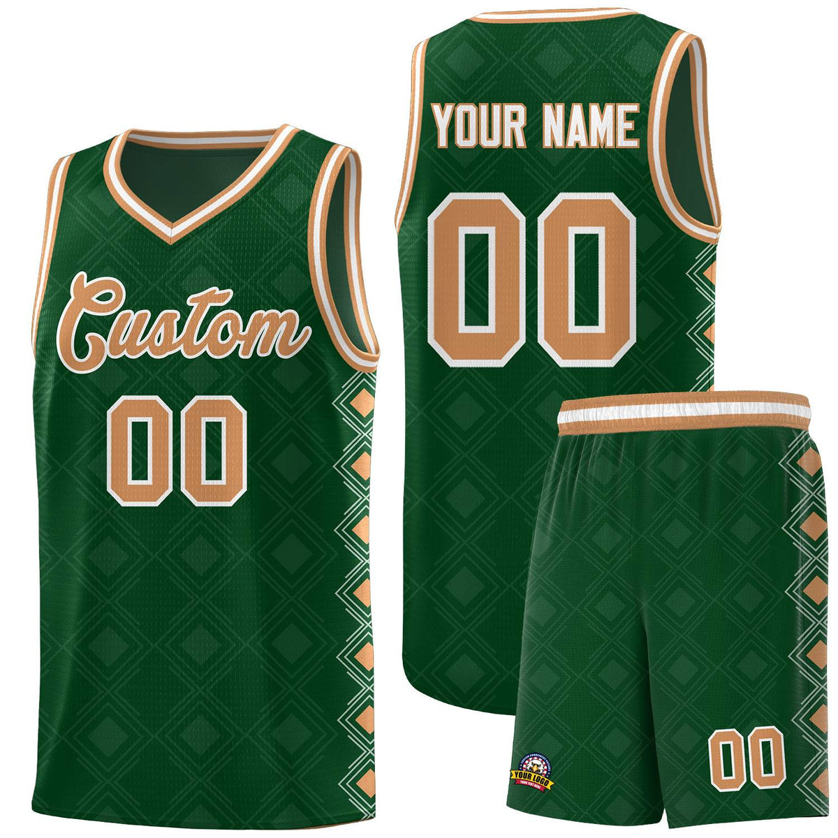 Custom Kelly Green Side Blocks Sports Uniform Basketball Jersey|KXKSHOP