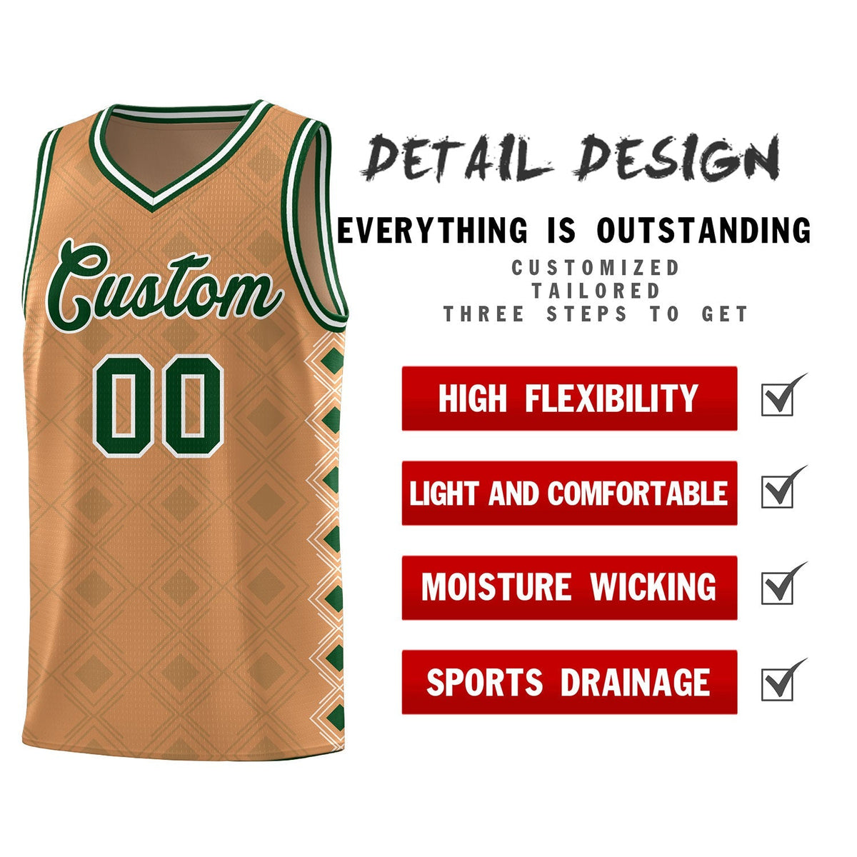 Custom Light Brown Side Blocks Sports Uniform Basketball Jersey|KXKSHOP