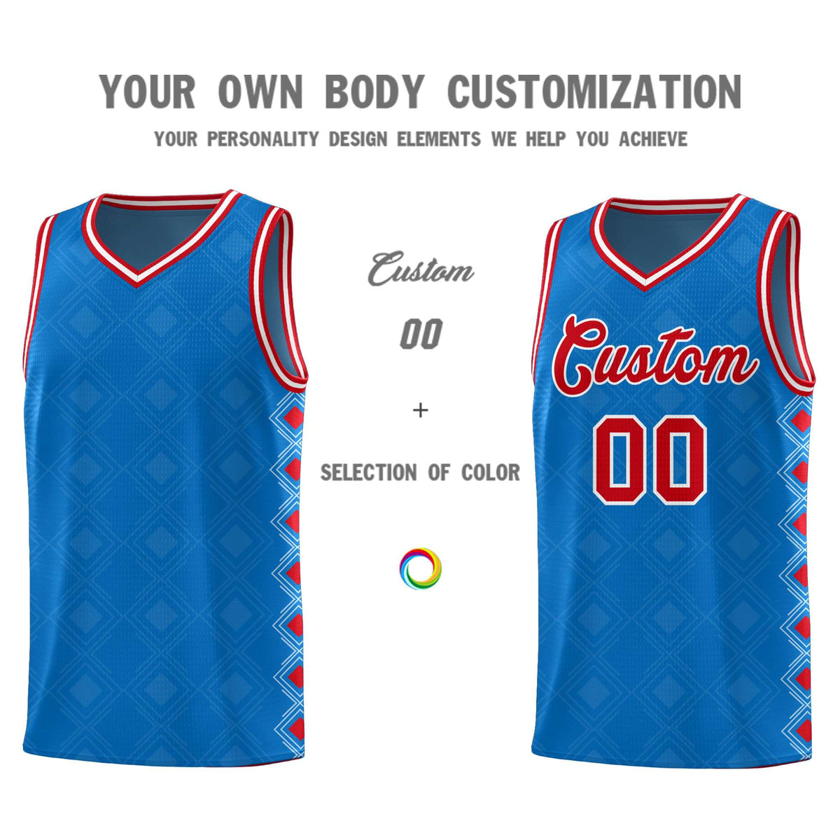 Custom Royal Side Blocks Sports Uniform Basketball Jersey|KXKSHOP
