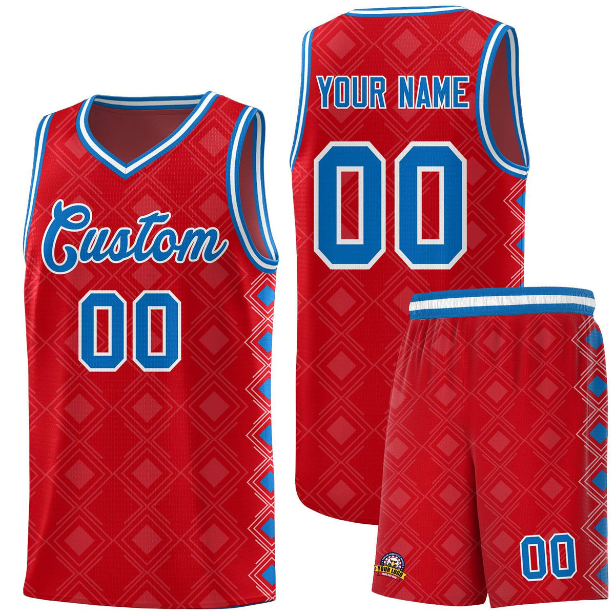 Custom Red Side Blocks Sports Uniform Basketball Jersey|KXKSHOP