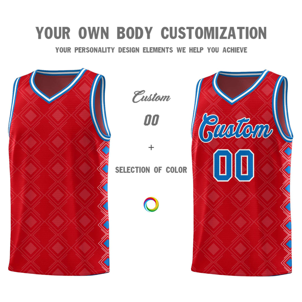 Custom Red Side Blocks Sports Uniform Basketball Jersey|KXKSHOP