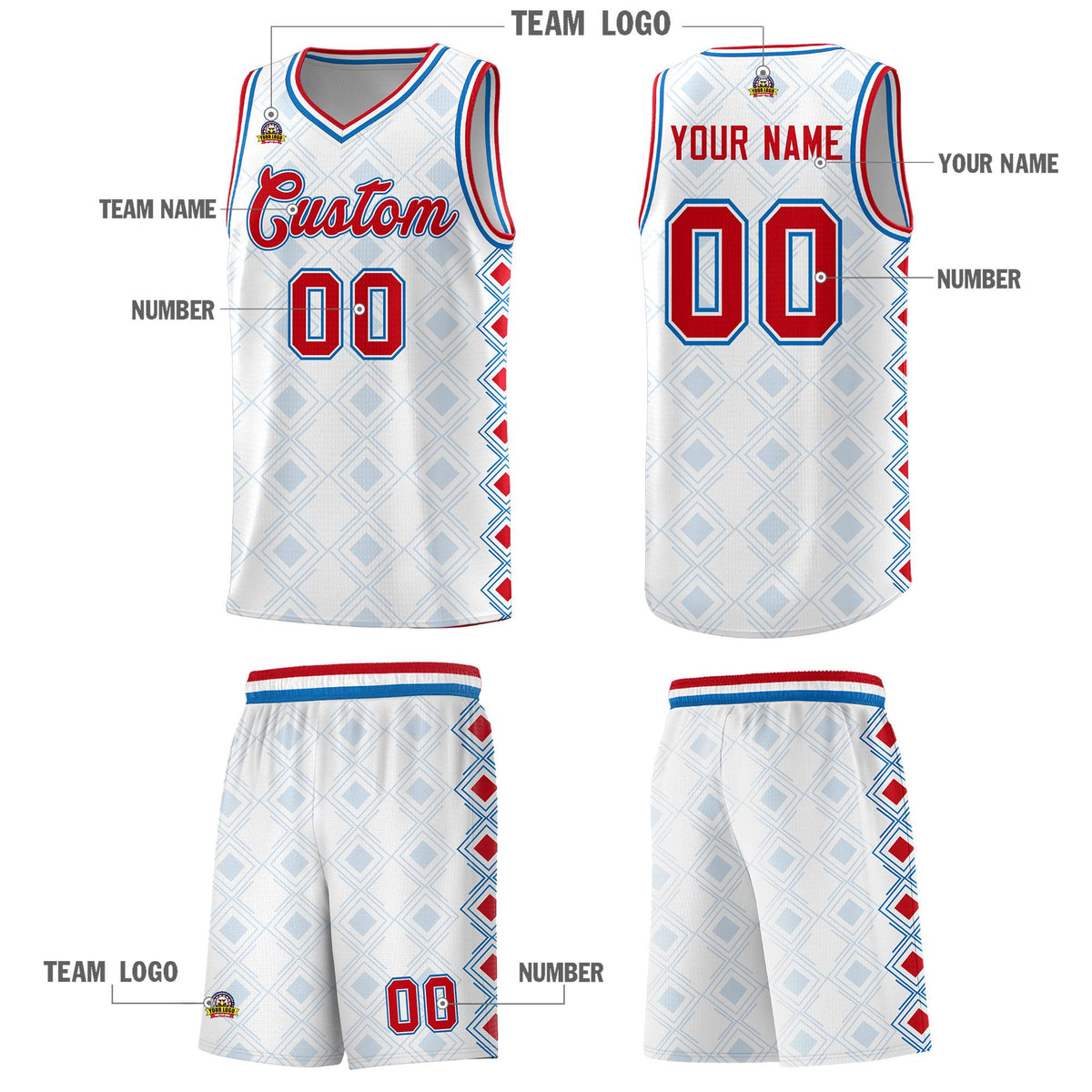 Custom White Side Blocks Sports Uniform Basketball Jersey|KXKSHOP