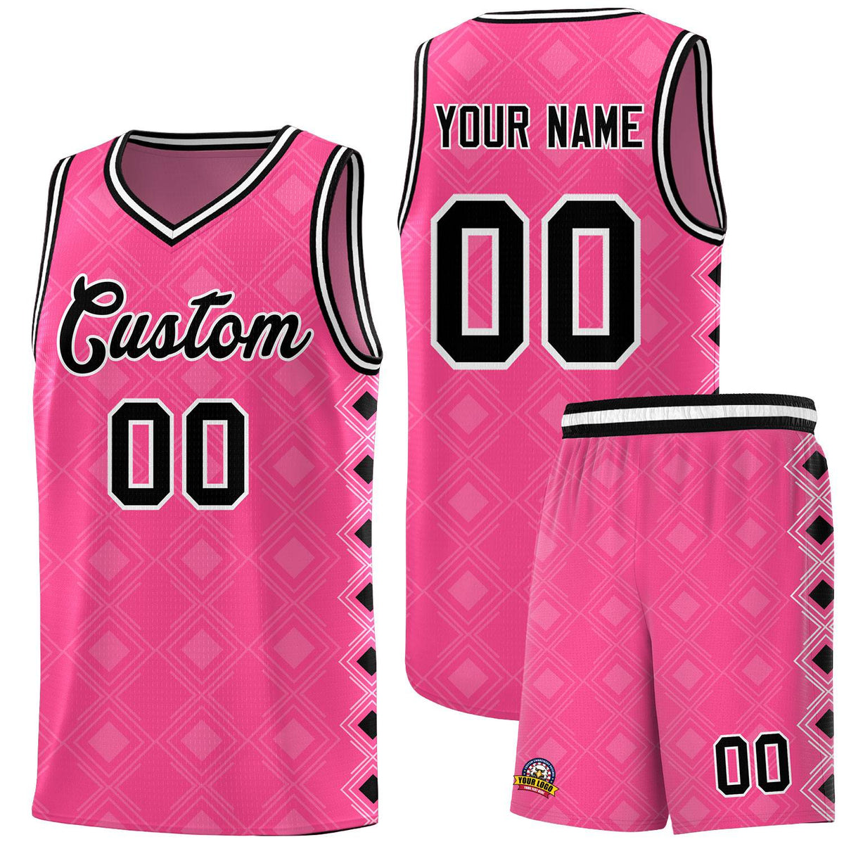 Custom Pink Side Blocks Sports Uniform Basketball Jersey|KXKSHOP