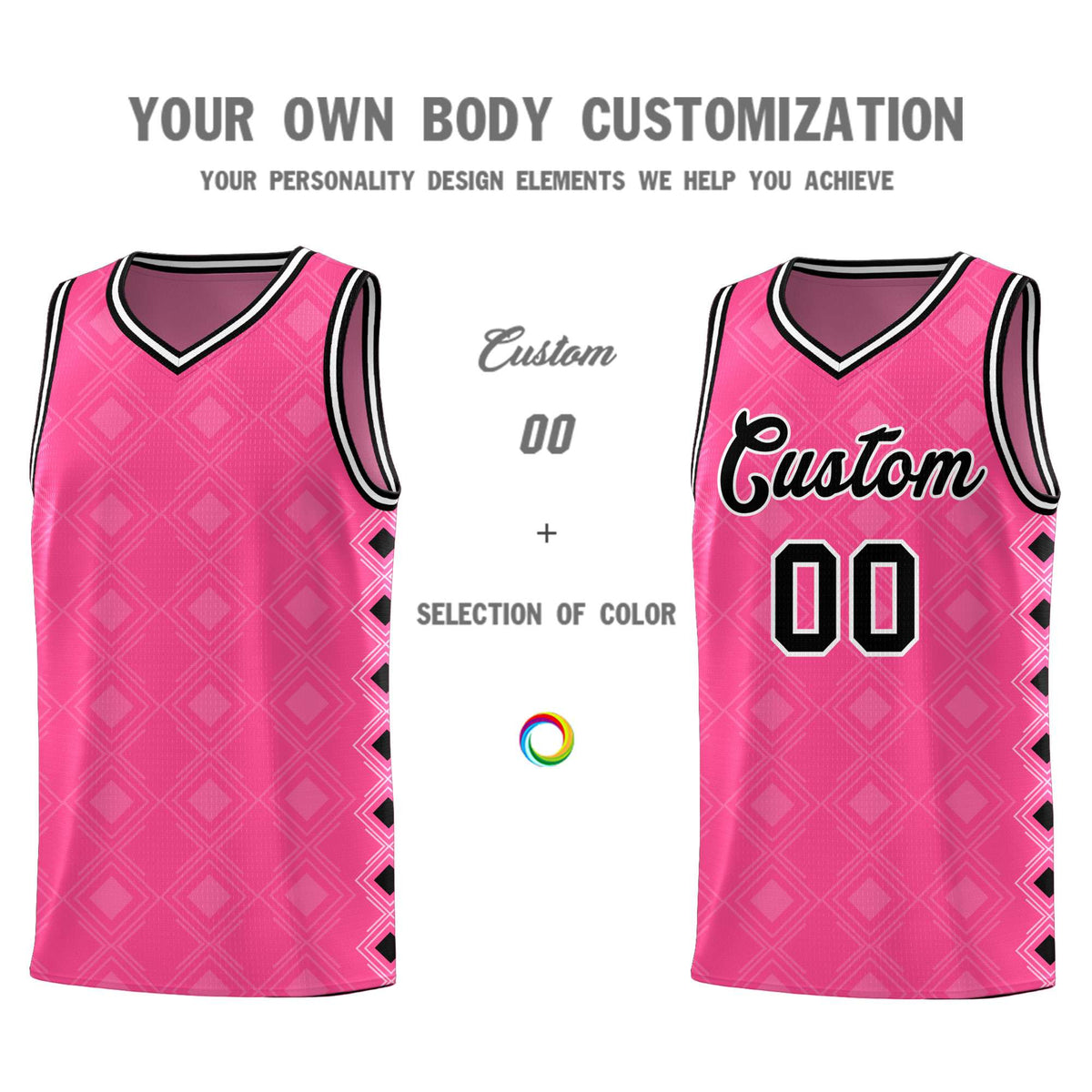 Custom Pink Side Blocks Sports Uniform Basketball Jersey|KXKSHOP