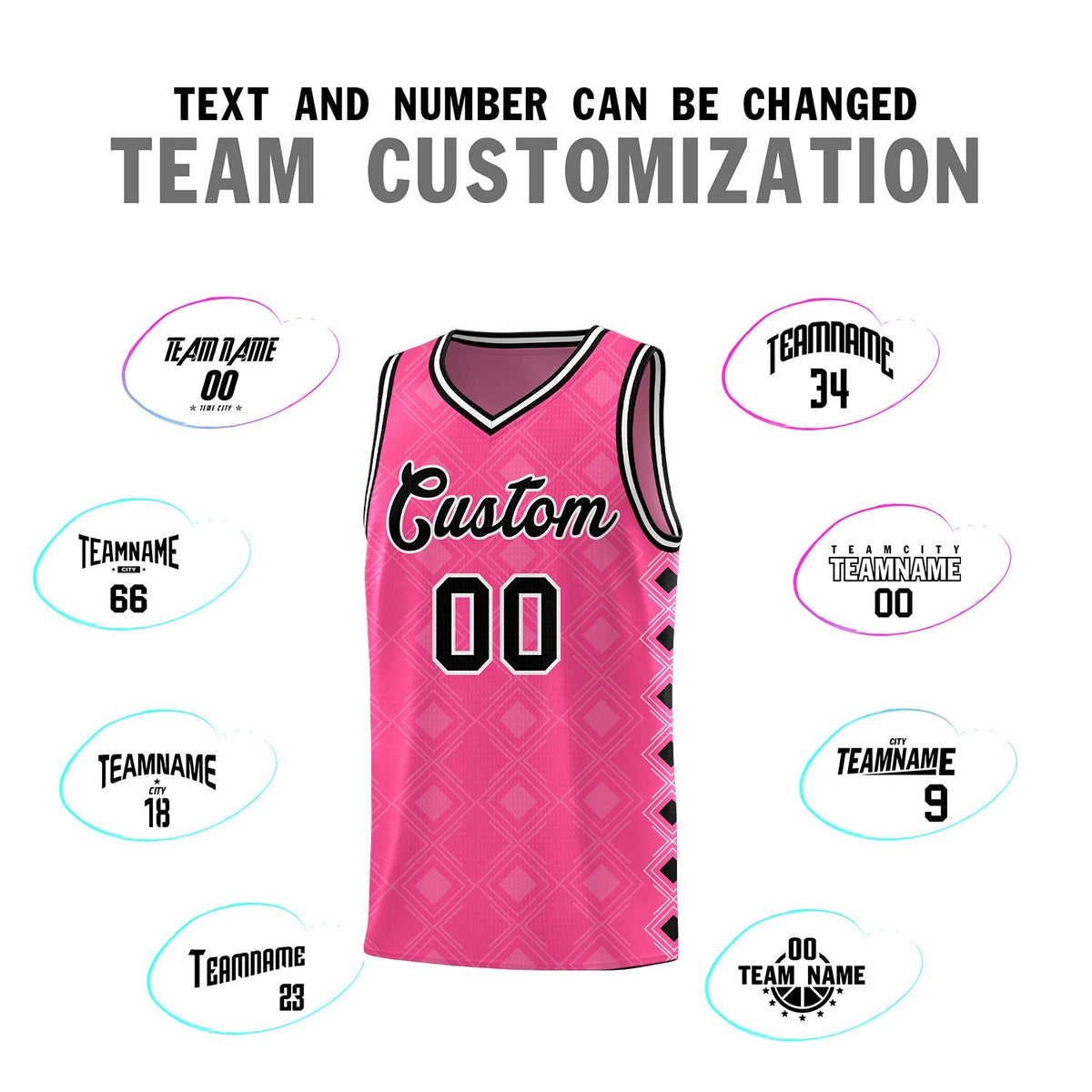 Custom Pink Side Blocks Sports Uniform Basketball Jersey|KXKSHOP