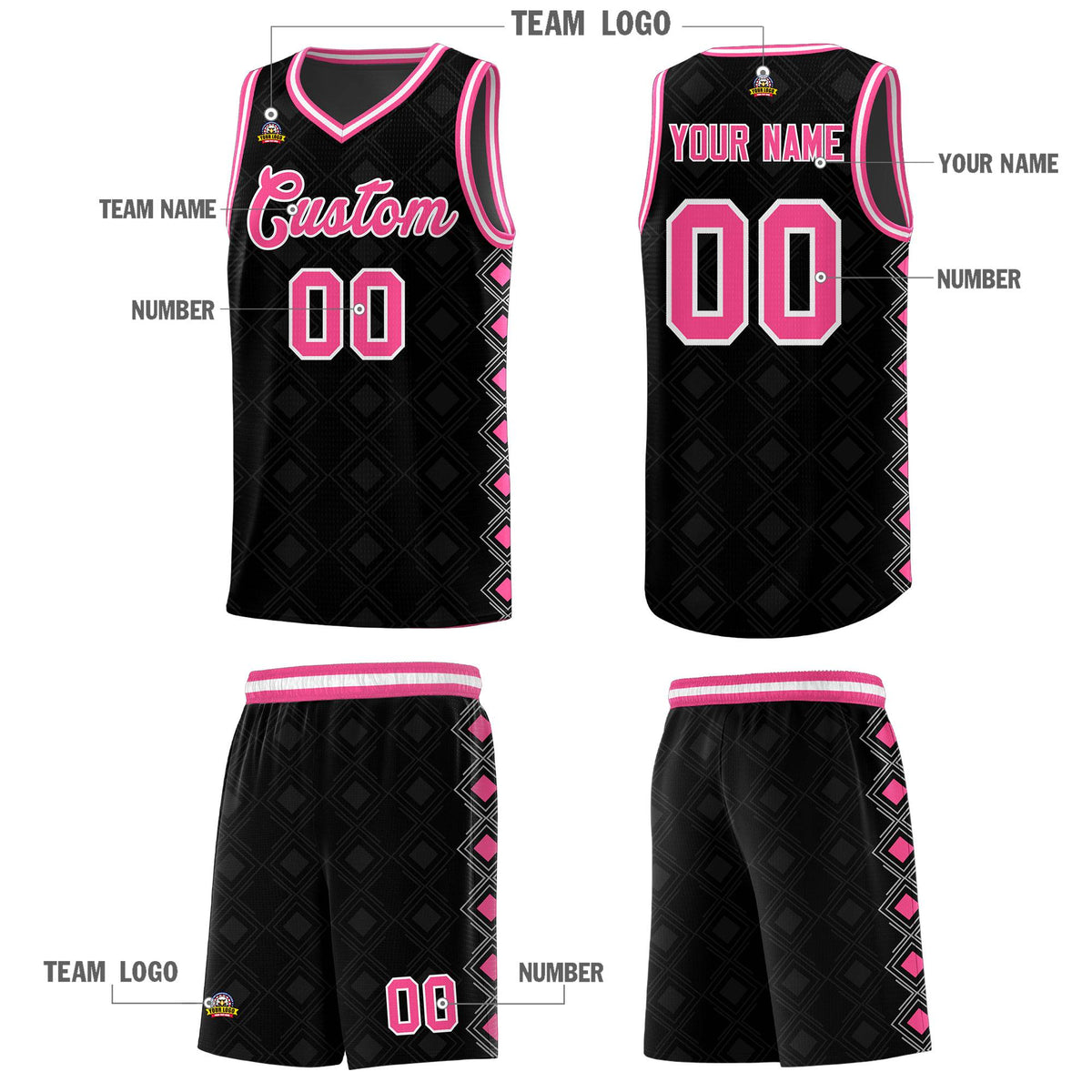 Custom Black Side Blocks Sports Uniform Basketball Jersey|KXKSHOP