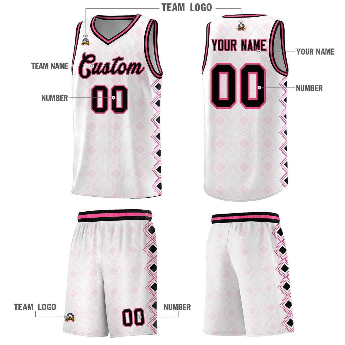 Custom White Side Blocks Sports Uniform Basketball Jersey|KXKSHOP