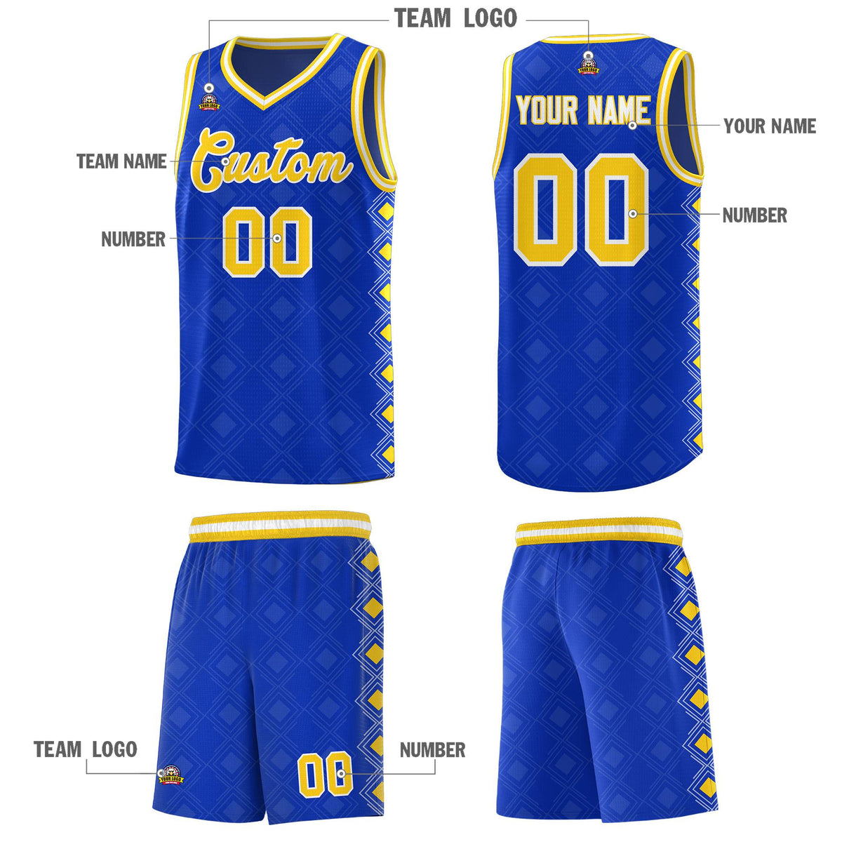 Custom Royal Side Blocks Sports Uniform Basketball Jersey|KXKSHOP