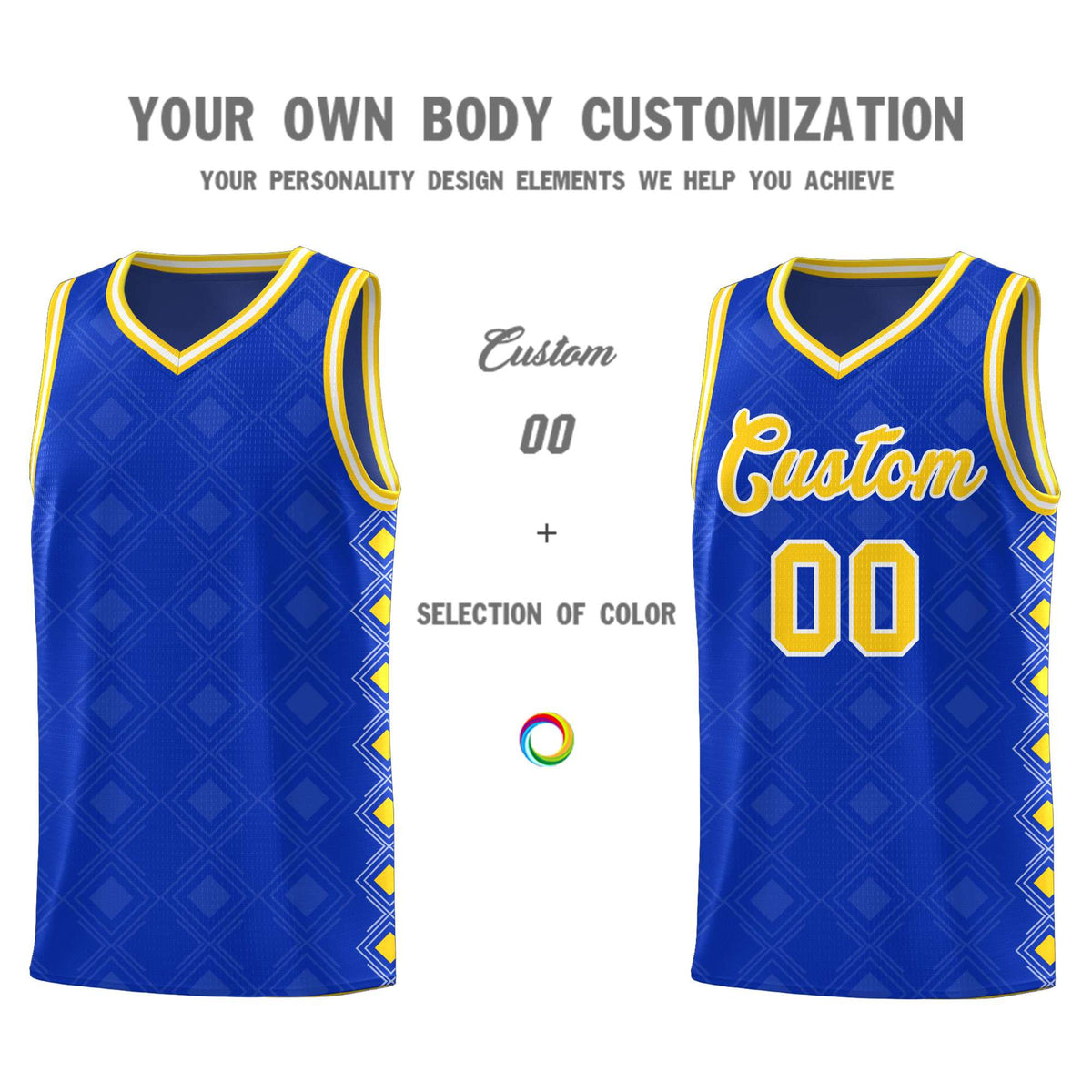 Custom Royal Side Blocks Sports Uniform Basketball Jersey|KXKSHOP