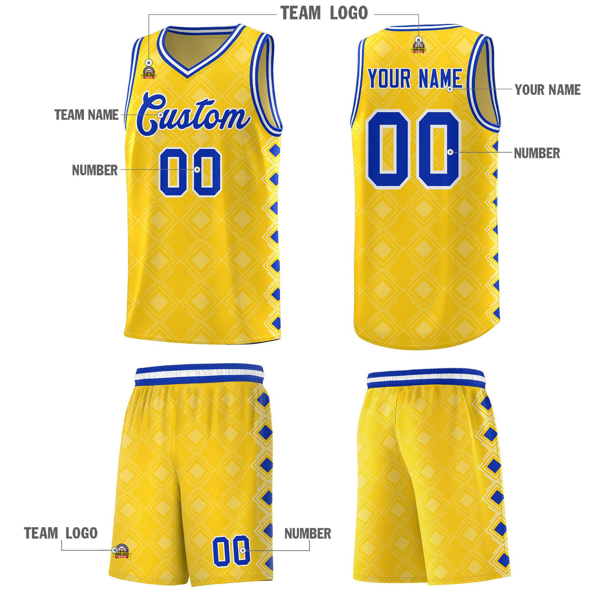 Custom Gold Side Blocks Sports Uniform Basketball Jersey|KXKSHOP