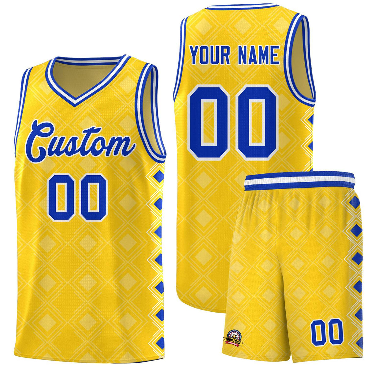 Custom Gold Side Blocks Sports Uniform Basketball Jersey|KXKSHOP