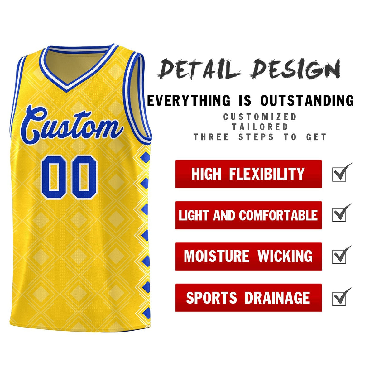 Custom Gold Side Blocks Sports Uniform Basketball Jersey|KXKSHOP