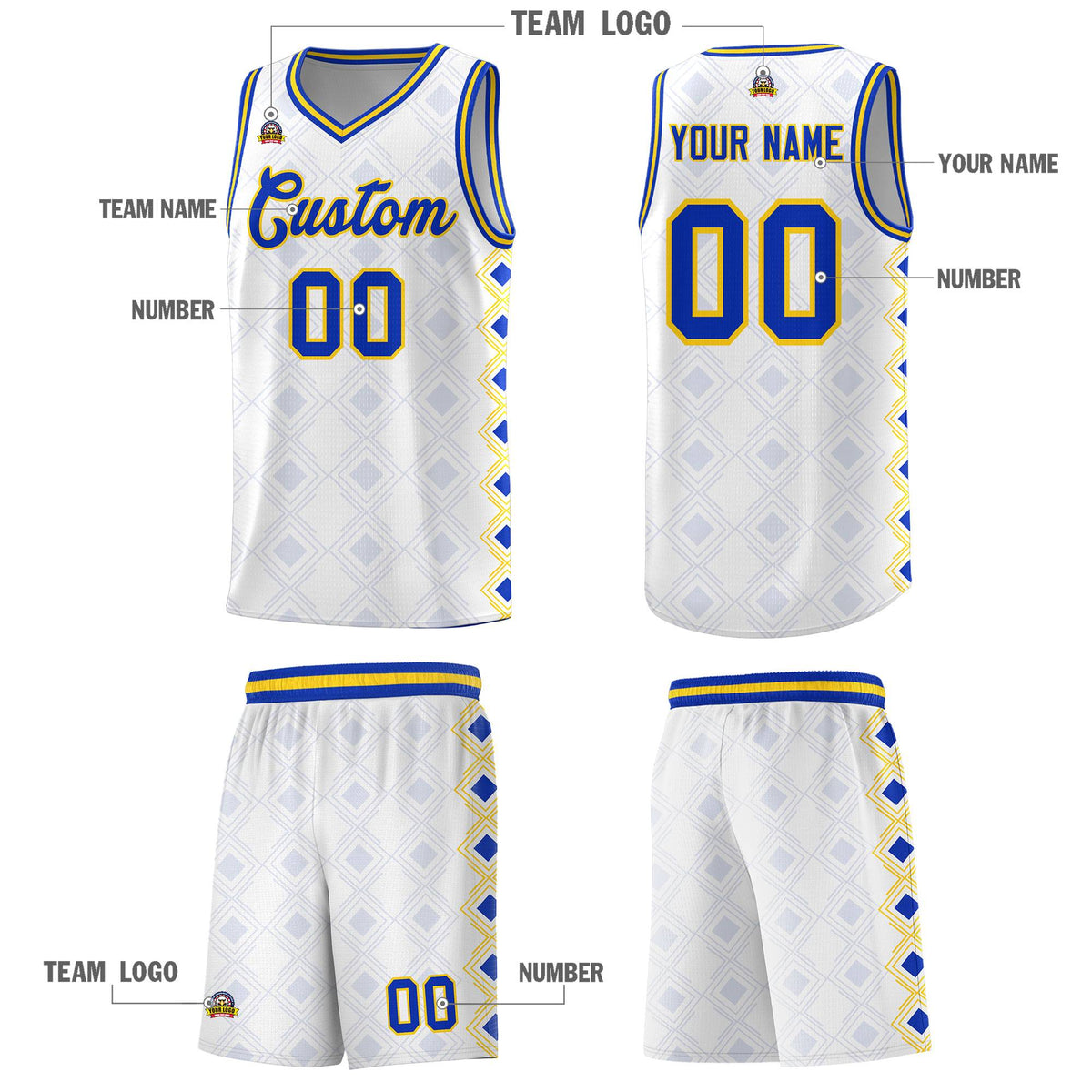 Custom White Side Blocks Sports Uniform Basketball Jersey|KXKSHOP