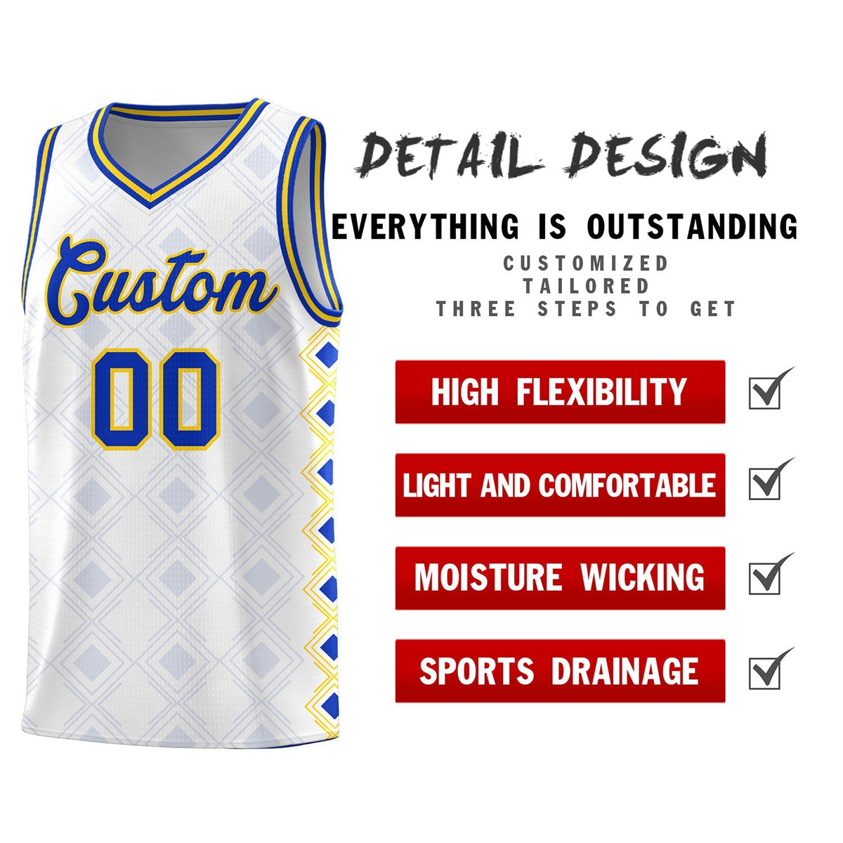Custom White Side Blocks Sports Uniform Basketball Jersey|KXKSHOP