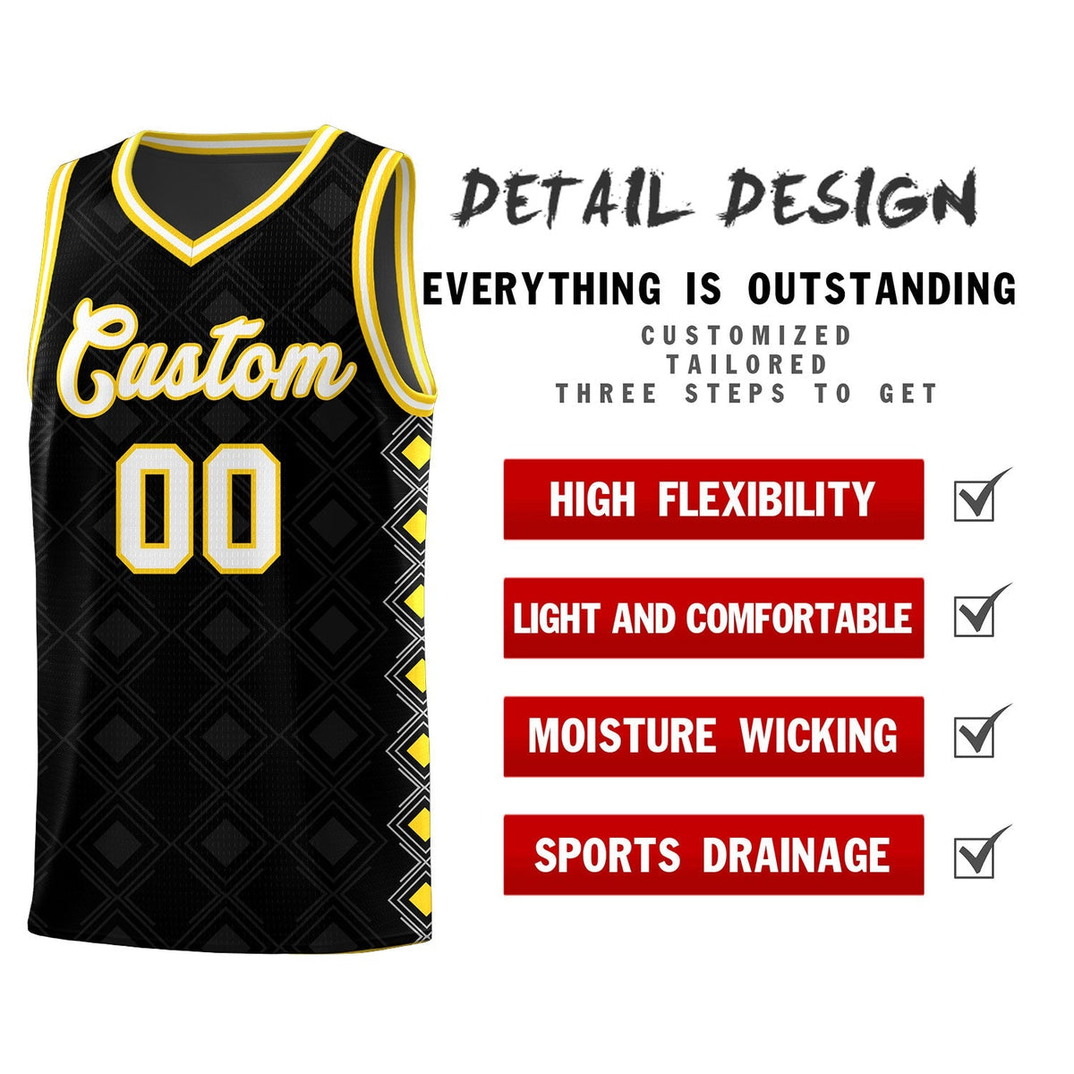 Custom Black Side Blocks Sports Uniform Basketball Jersey|KXKSHOP
