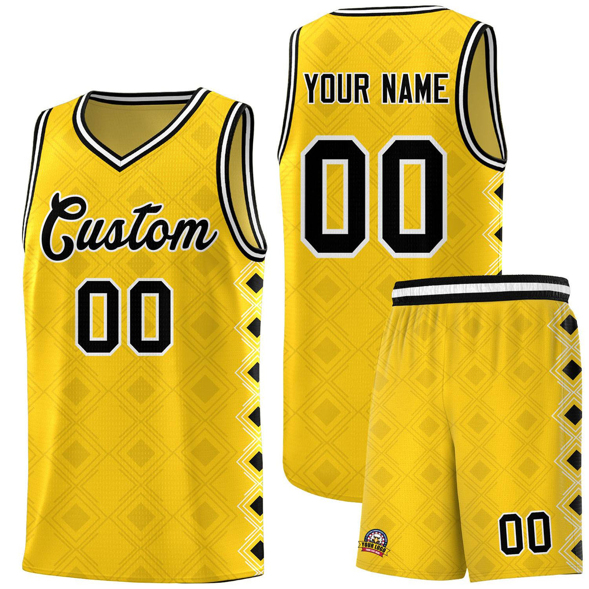 Custom Gold Side Blocks Sports Uniform Basketball Jersey|KXKSHOP