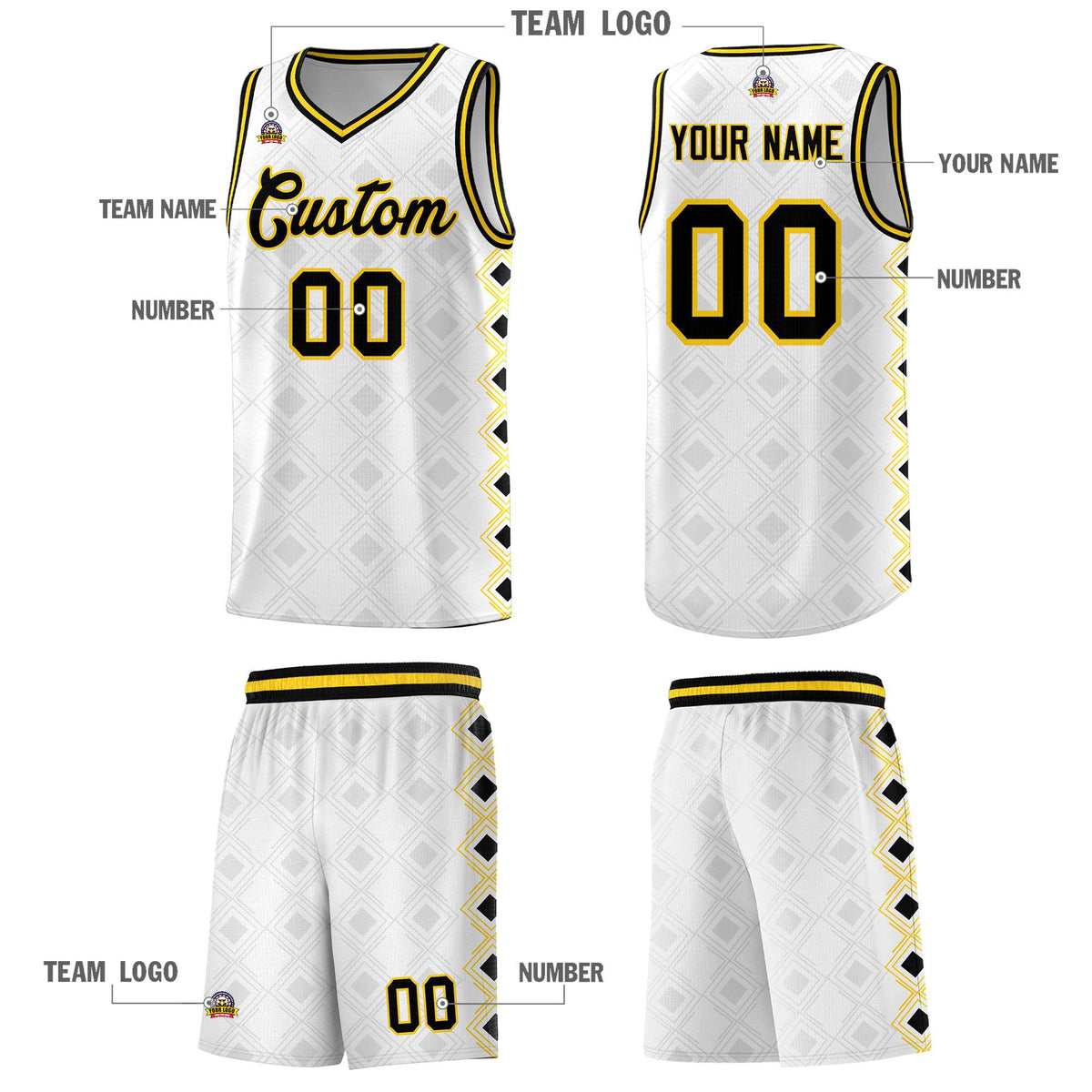 Custom White Side Blocks Sports Uniform Basketball Jersey|KXKSHOP