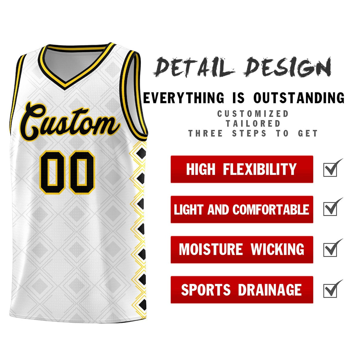 Custom White Side Blocks Sports Uniform Basketball Jersey|KXKSHOP