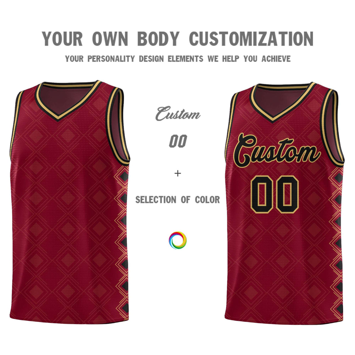 Custom Crimson Side Blocks Sports Uniform Basketball Jersey|KXKSHOP