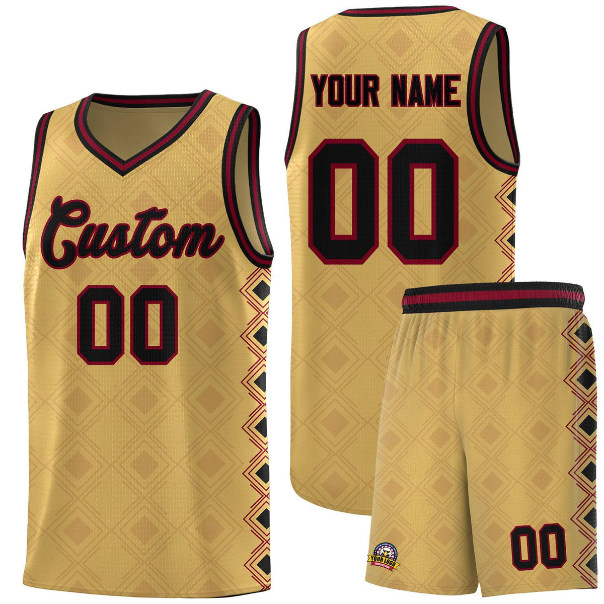 Custom Old Gold Side Blocks Sports Uniform Basketball Jersey|KXKSHOP