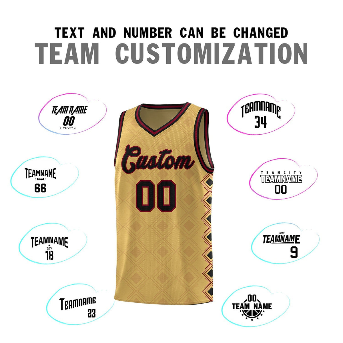 Custom Old Gold Side Blocks Sports Uniform Basketball Jersey|KXKSHOP