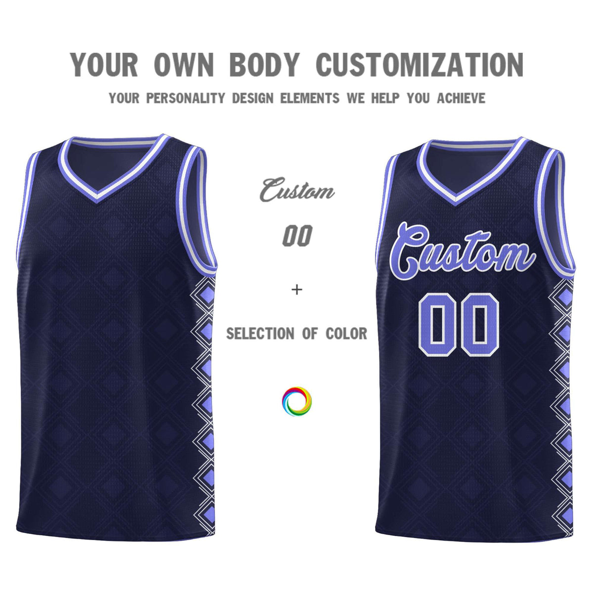 Custom Navy Side Blocks Sports Uniform Basketball Jersey|KXKSHOP