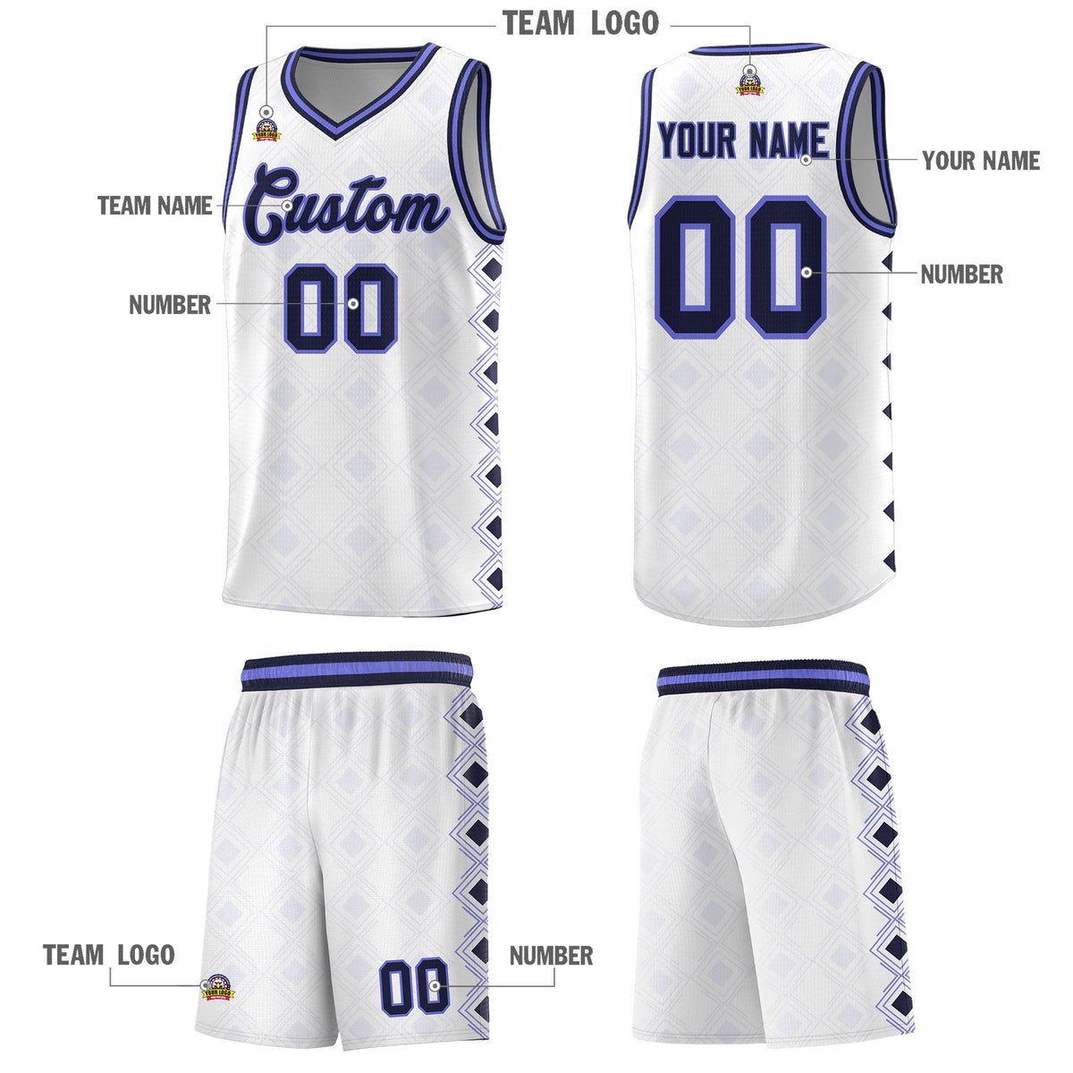 Custom White Side Blocks Sports Uniform Basketball Jersey|KXKSHOP