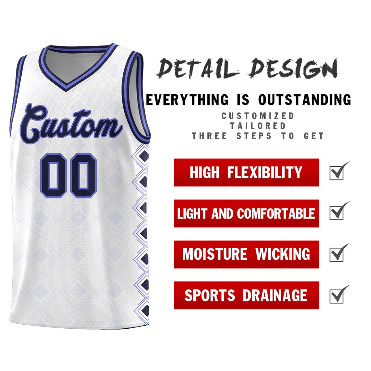 Custom White Side Blocks Sports Uniform Basketball Jersey|KXKSHOP