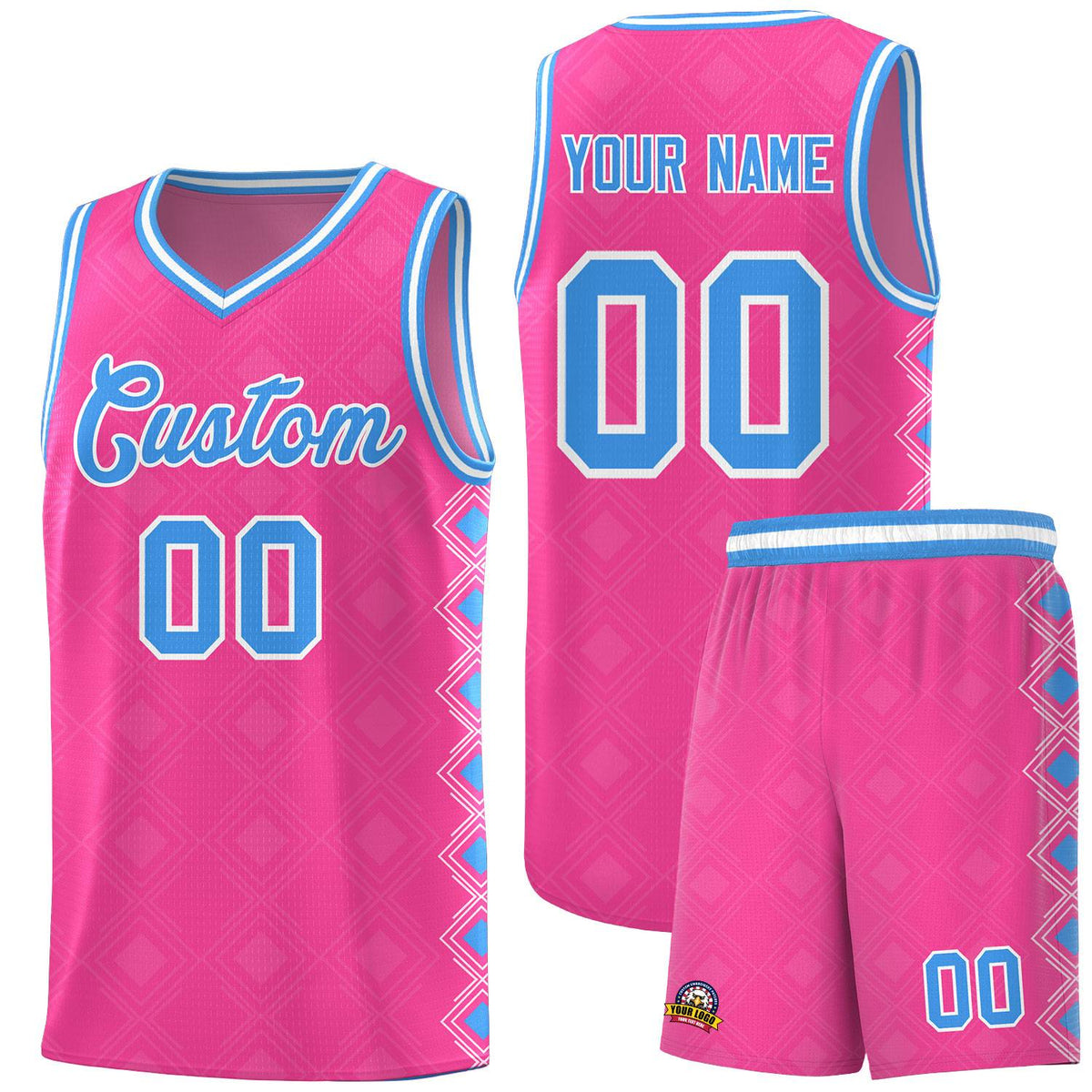 Custom Pink Side Blocks Sports Uniform Basketball Jersey|KXKSHOP