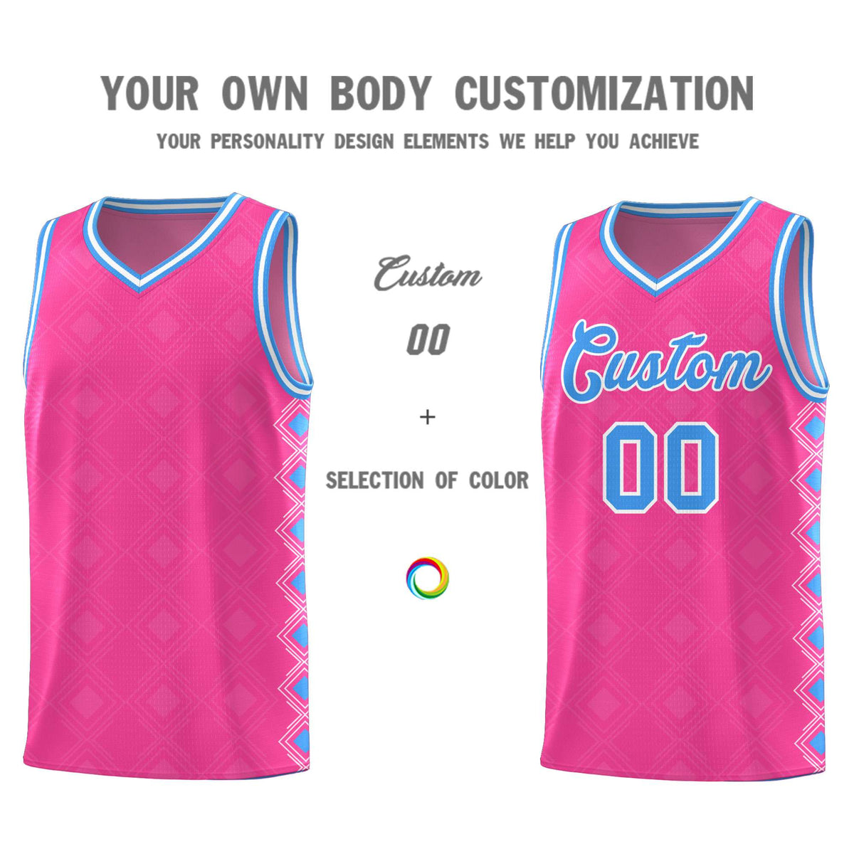 Custom Pink Side Blocks Sports Uniform Basketball Jersey|KXKSHOP