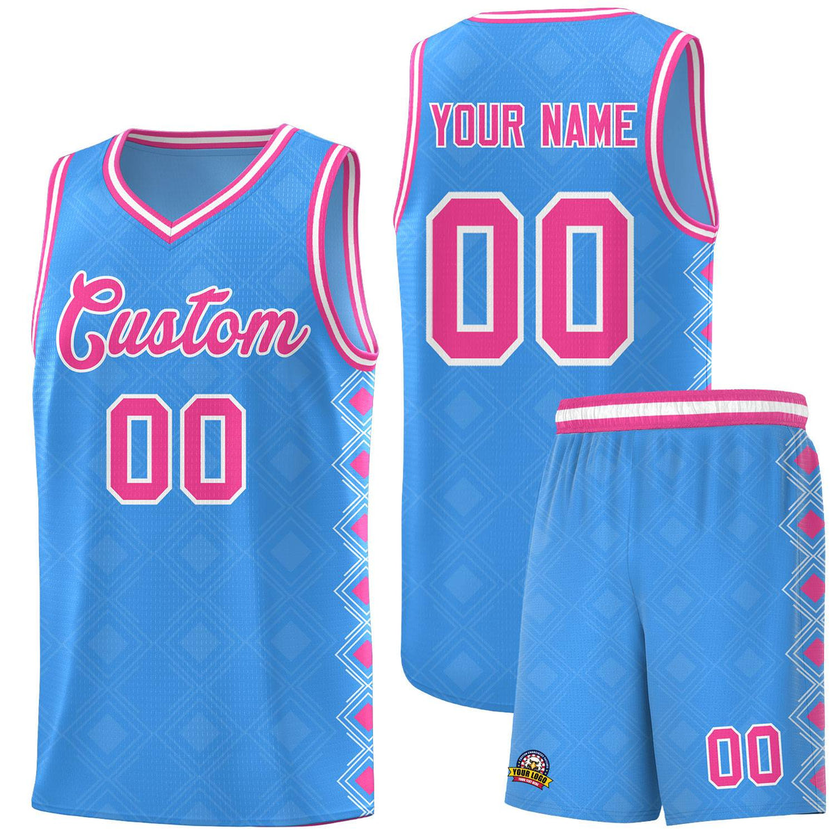 Custom Light Blue Side Blocks Sports Uniform Basketball Jersey|KXKSHOP