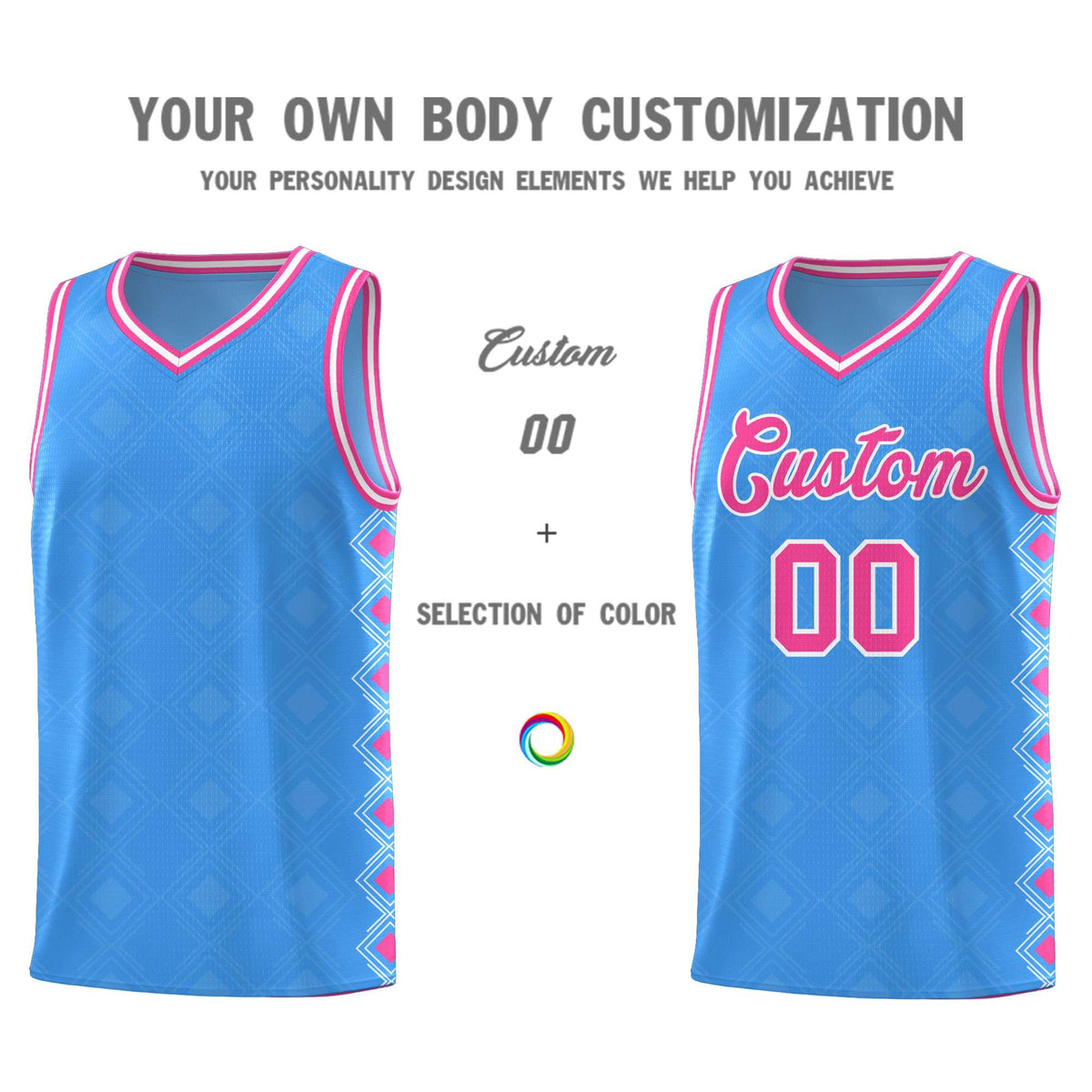 Custom Light Blue Side Blocks Sports Uniform Basketball Jersey|KXKSHOP