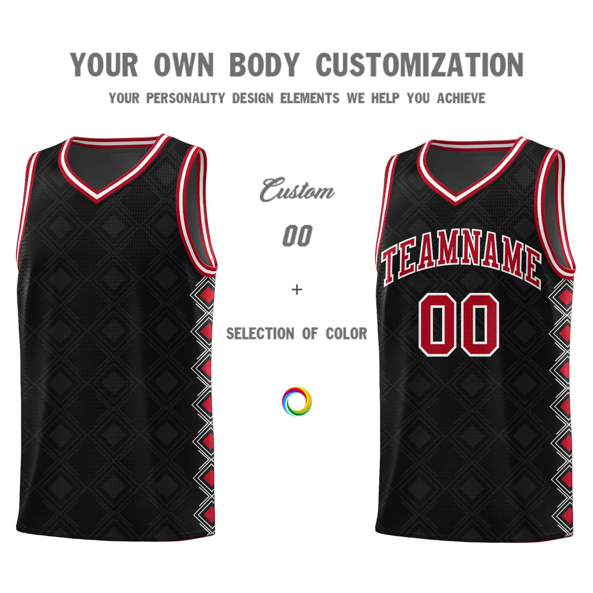 Custom Black Side Blocks Sports Uniform Basketball Jersey|KXKSHOP