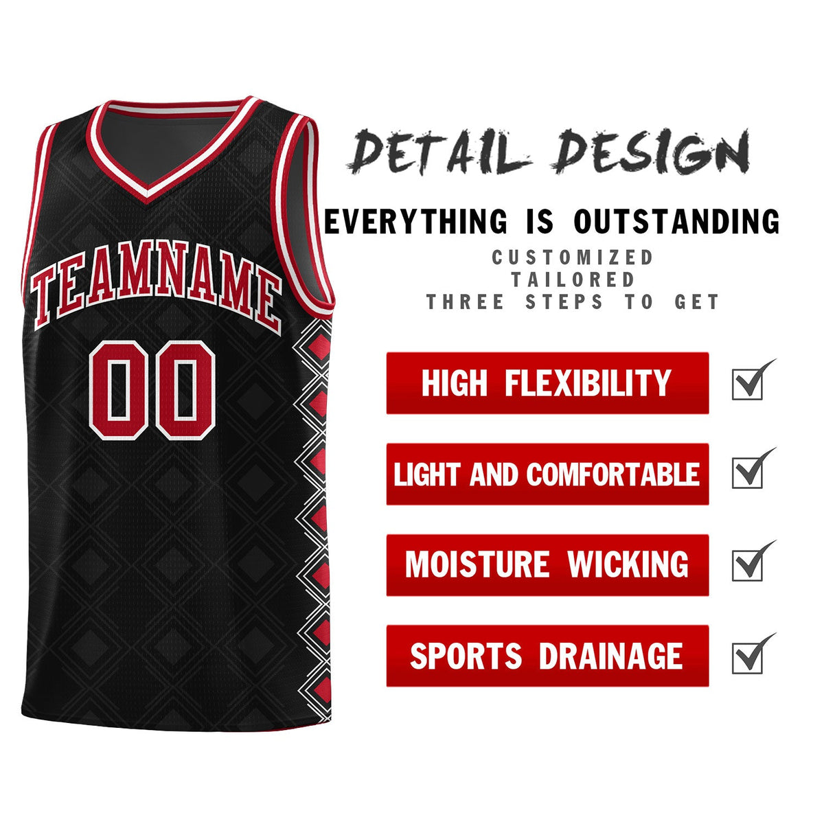 Custom Black Side Blocks Sports Uniform Basketball Jersey|KXKSHOP