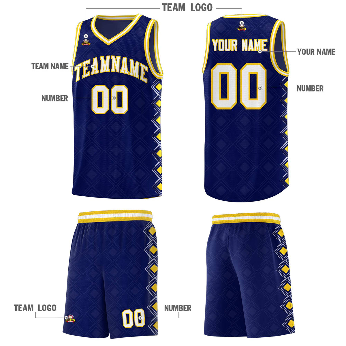 Custom Navy Side Blocks Sports Uniform Basketball Jersey|KXKSHOP