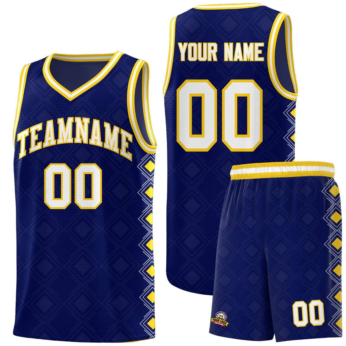 Custom Navy Side Blocks Sports Uniform Basketball Jersey|KXKSHOP