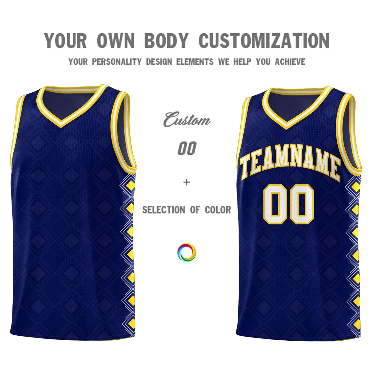 Custom Navy Side Blocks Sports Uniform Basketball Jersey|KXKSHOP