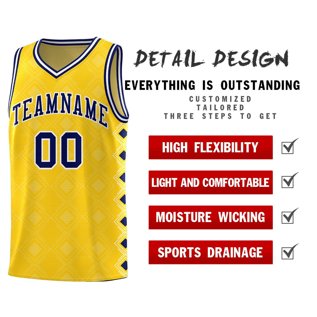 Custom Gold Side Blocks Sports Uniform Basketball Jersey|KXKSHOP