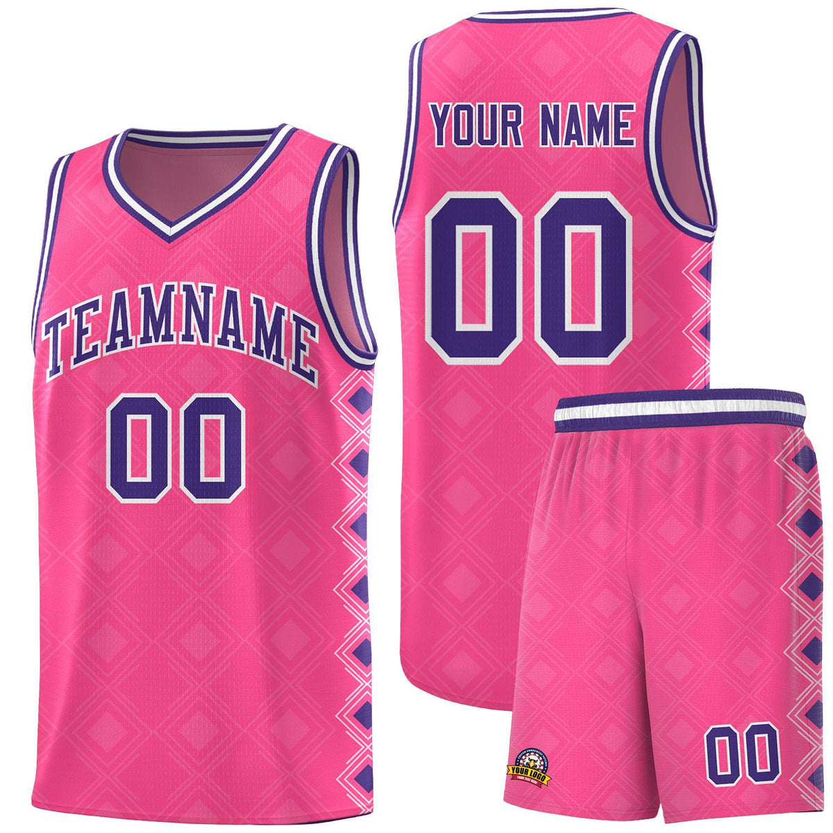 Custom Pink Side Blocks Sports Uniform Basketball Jersey|KXKSHOP