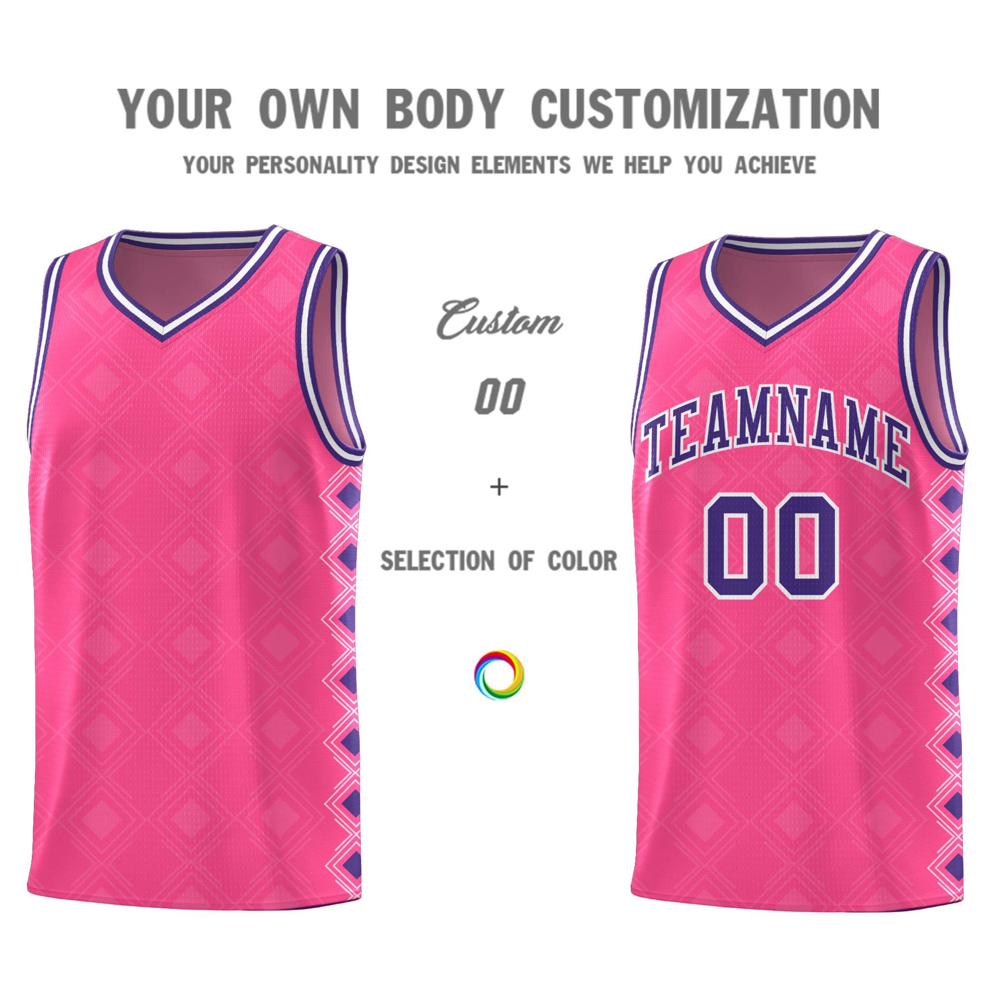 Custom Pink Side Blocks Sports Uniform Basketball Jersey|KXKSHOP