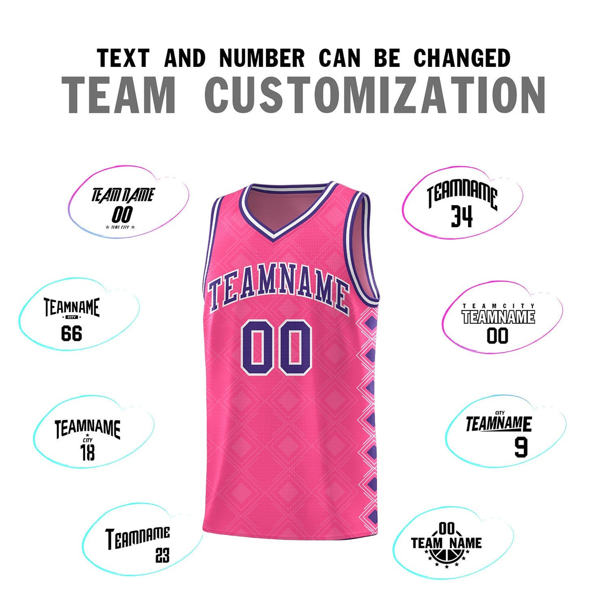 Custom Pink Side Blocks Sports Uniform Basketball Jersey|KXKSHOP