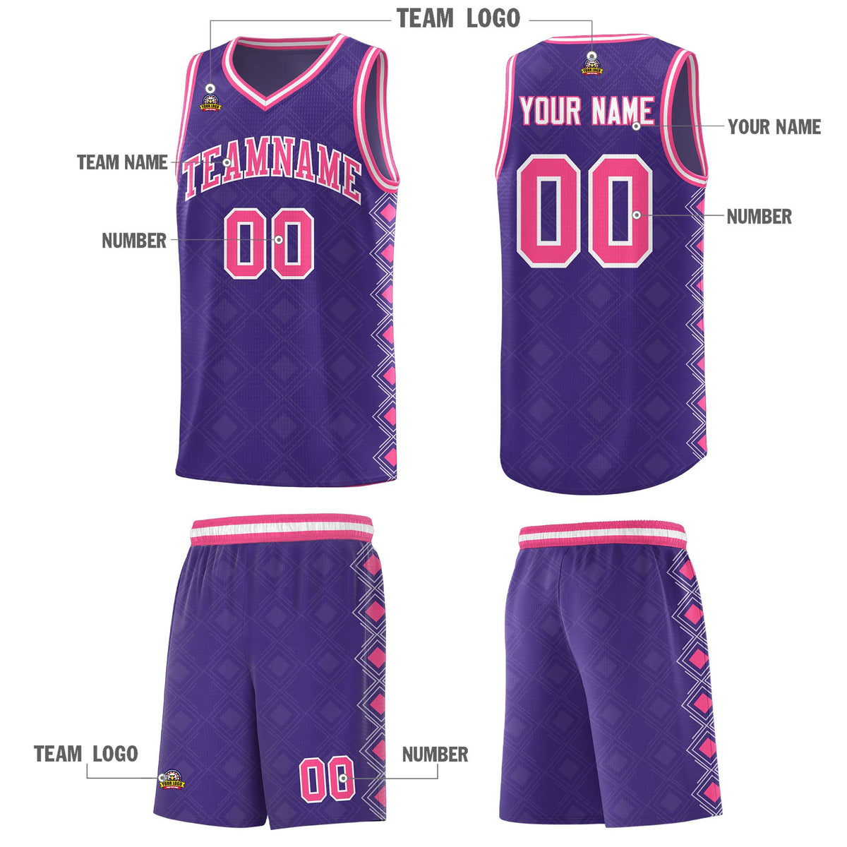 Custom Purple Side Blocks Sports Uniform Basketball Jersey|KXKSHOP