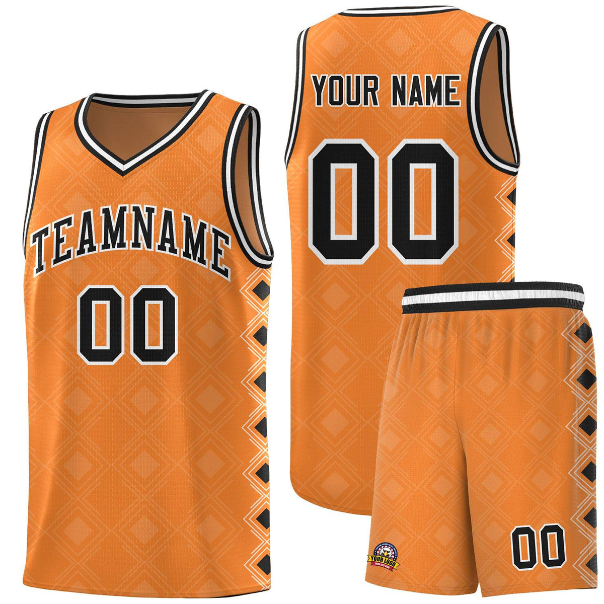 Custom Gold Orange Side Blocks Sports Uniform Basketball Jersey|KXKSHOP