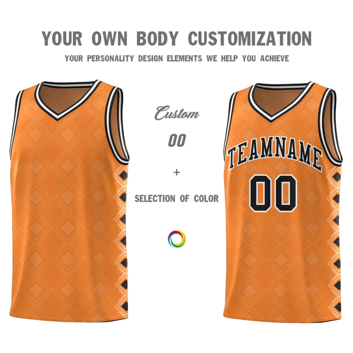 Custom Gold Orange Side Blocks Sports Uniform Basketball Jersey|KXKSHOP