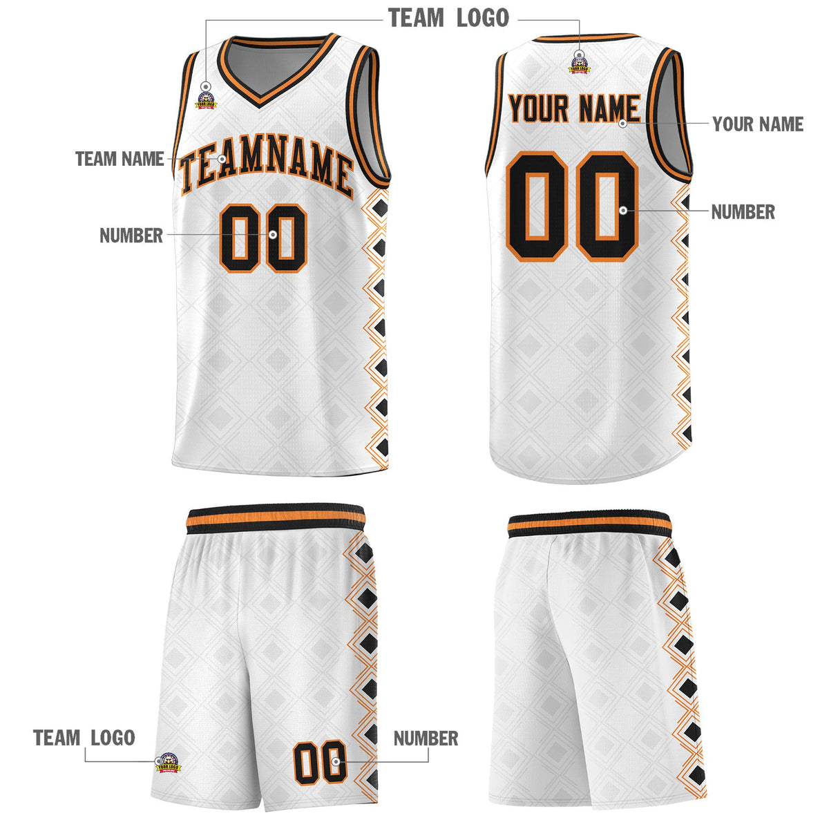 Custom White Side Blocks Sports Uniform Basketball Jersey|KXKSHOP
