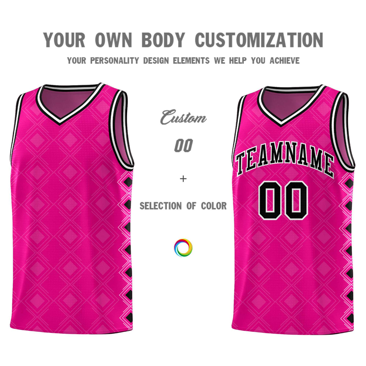 Custom Pink Side Blocks Sports Uniform Basketball Jersey|KXKSHOP