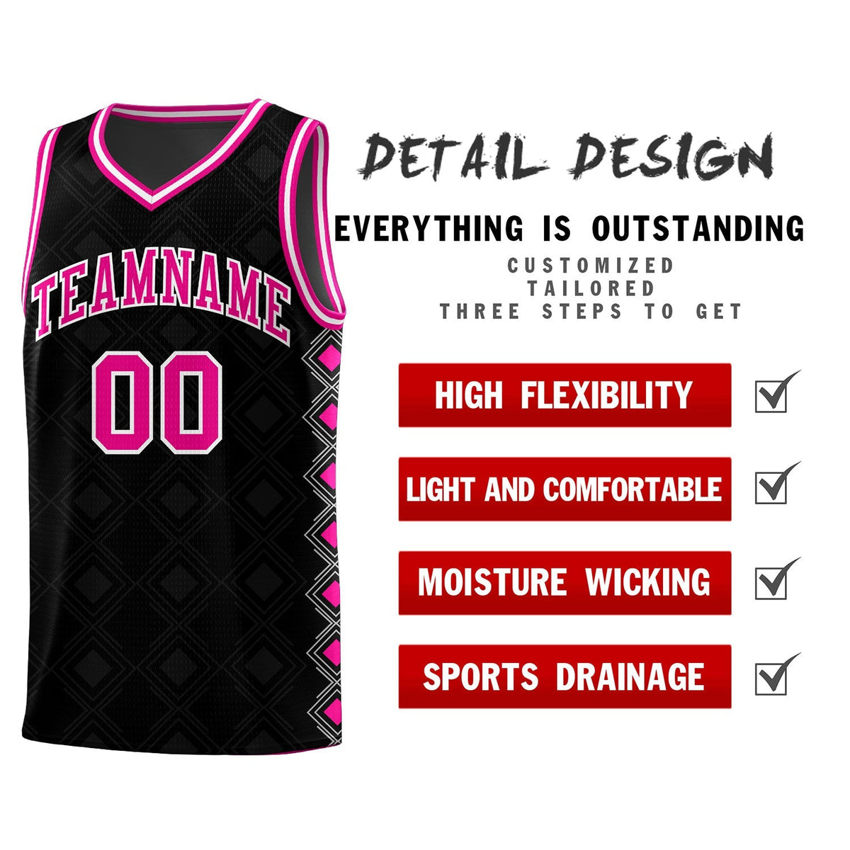 Custom Black Side Blocks Sports Uniform Basketball Jersey|KXKSHOP