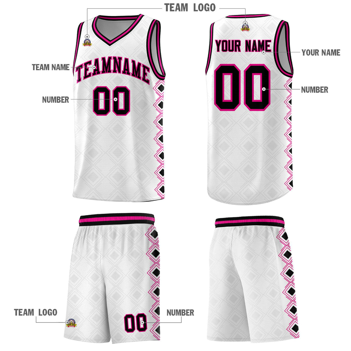 Custom White Side Blocks Sports Uniform Basketball Jersey|KXKSHOP