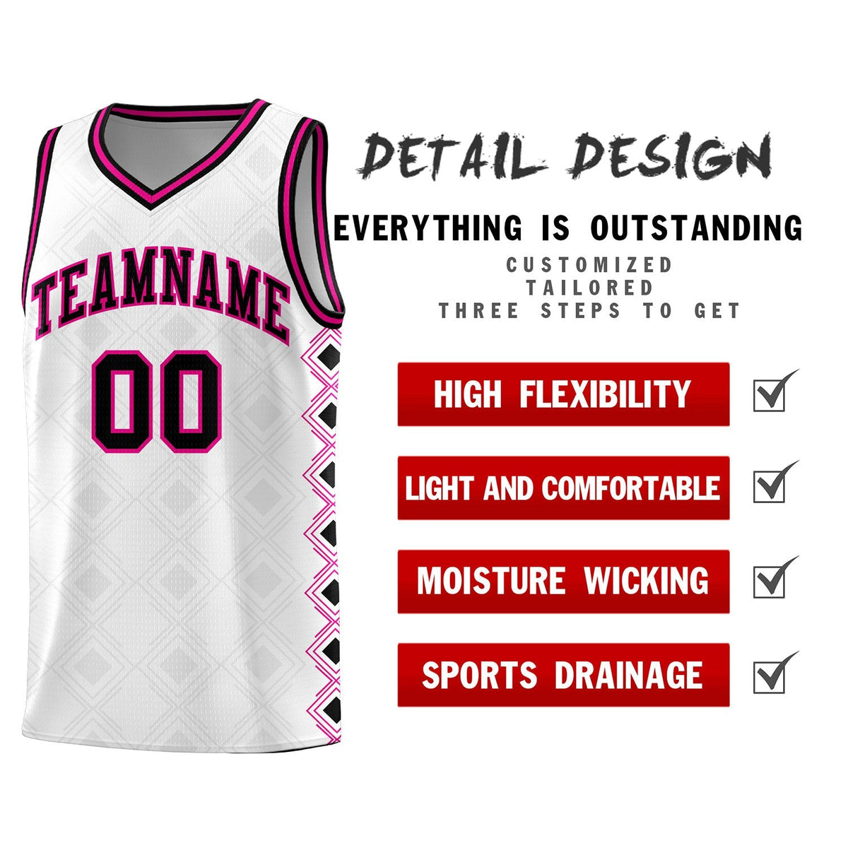 Custom White Side Blocks Sports Uniform Basketball Jersey|KXKSHOP